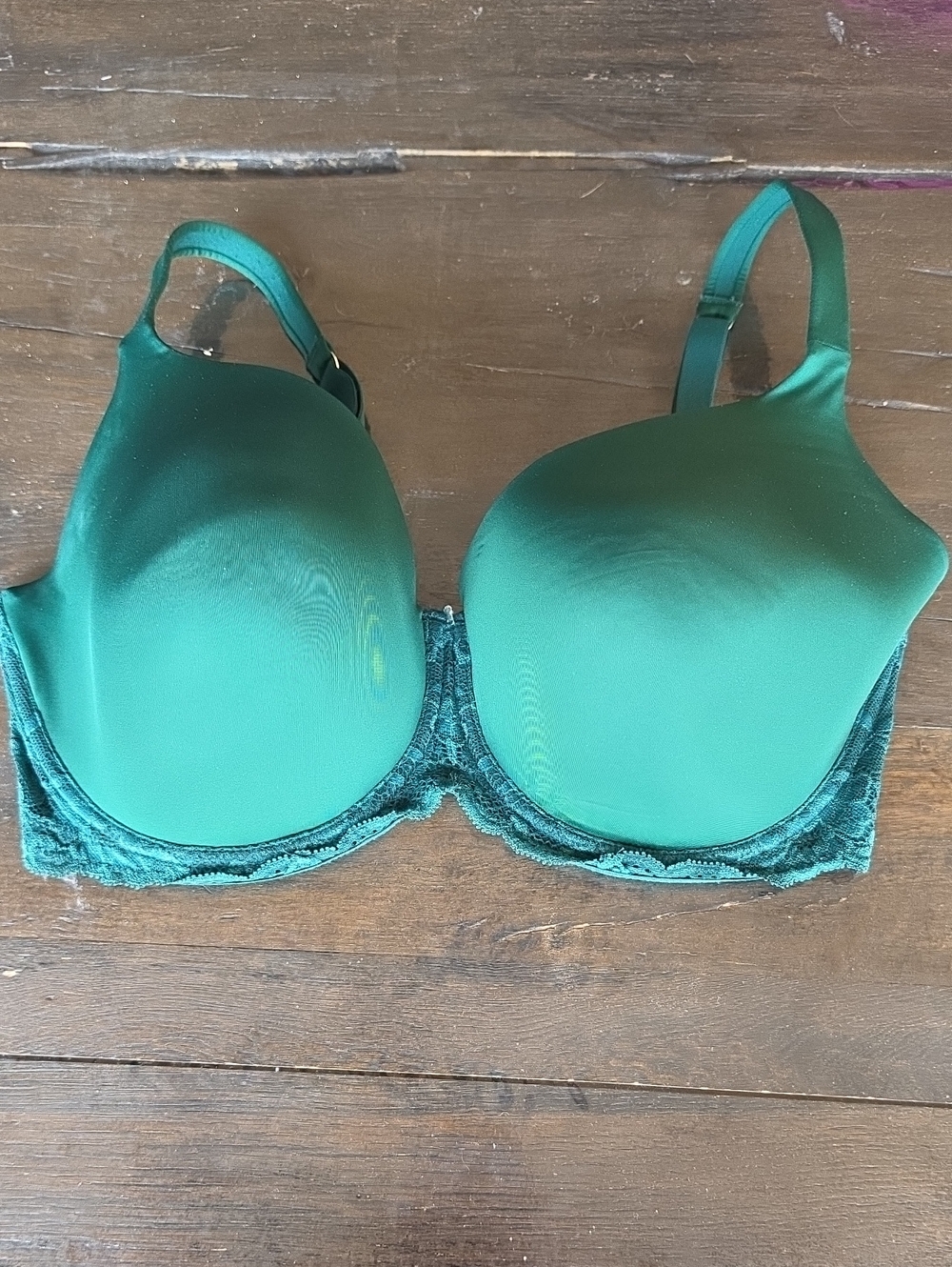 (34G) Montelle Smooth Dark Green Lace-Trim Underwire T-Shirt Bra Women Intimates